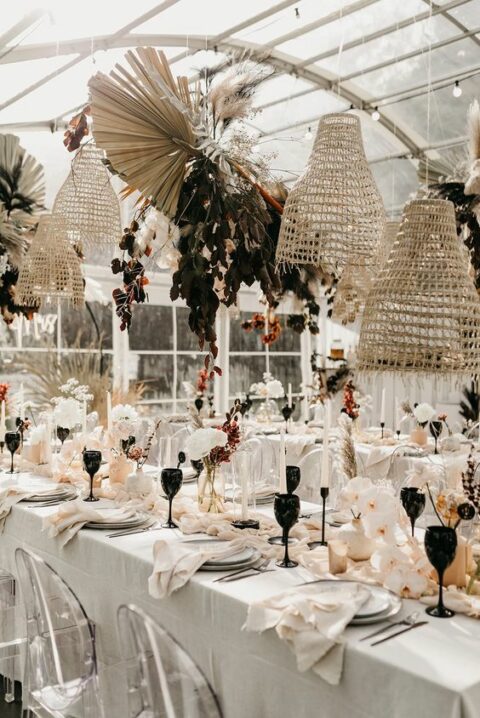 Dinghaole 9 Pièces Rosaces Papier Décoration Mariage Bohème, Éventails Fleur Guirlande Pour Fêtes