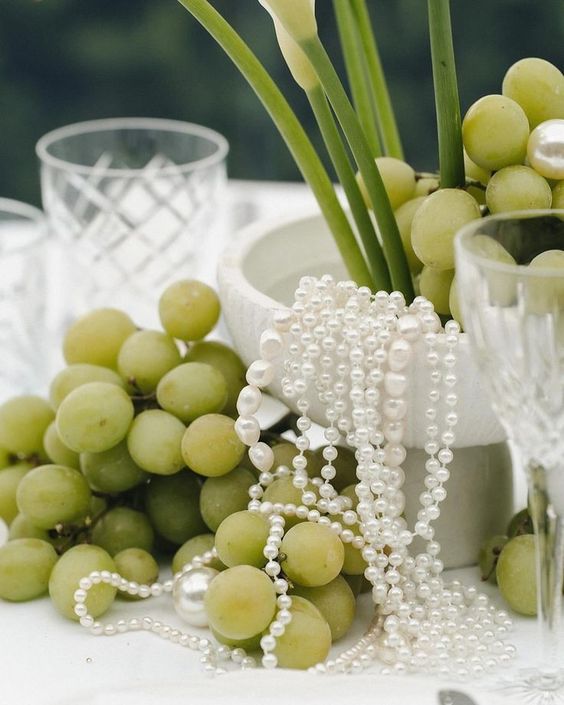 centre de table fruits et perles