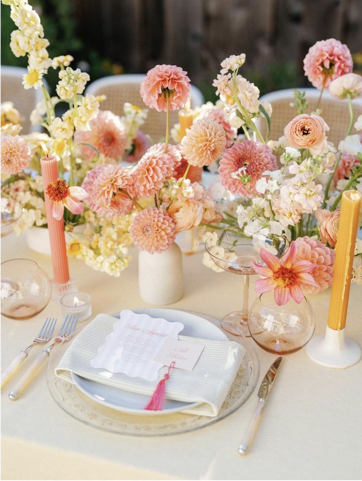 décoration de table de mariage pastel et champêtre chic