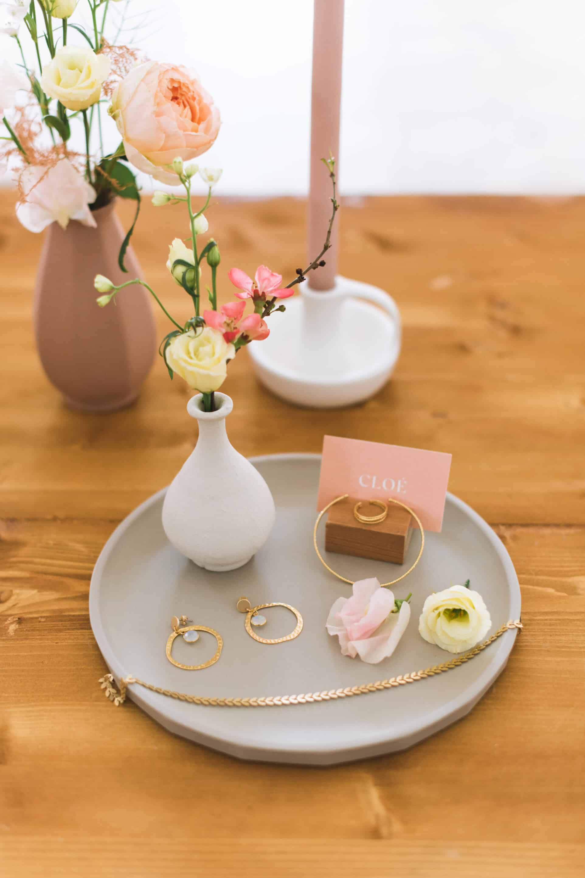 détail décoration de mariage chic et bohème