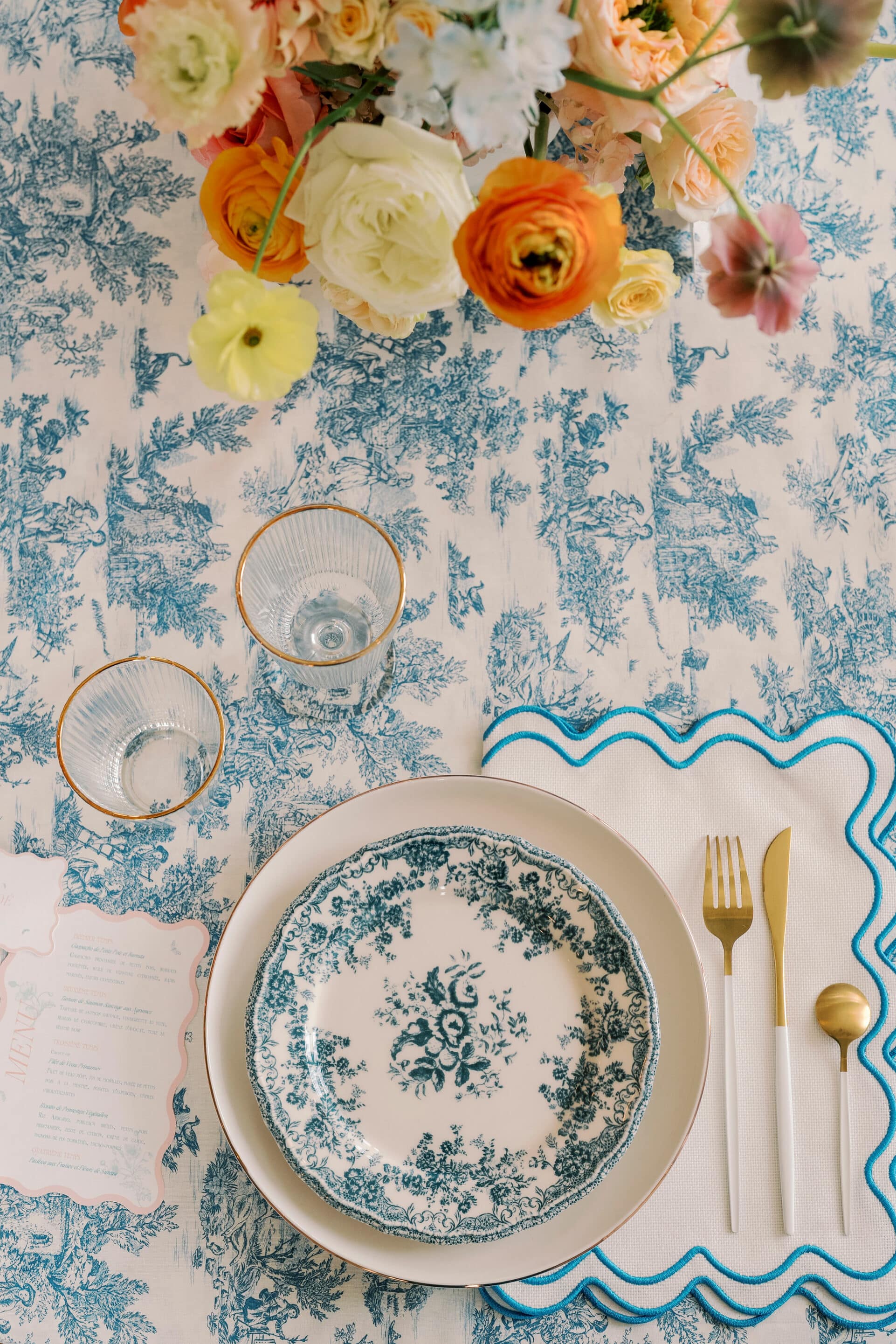 décoration de table bleu pastel